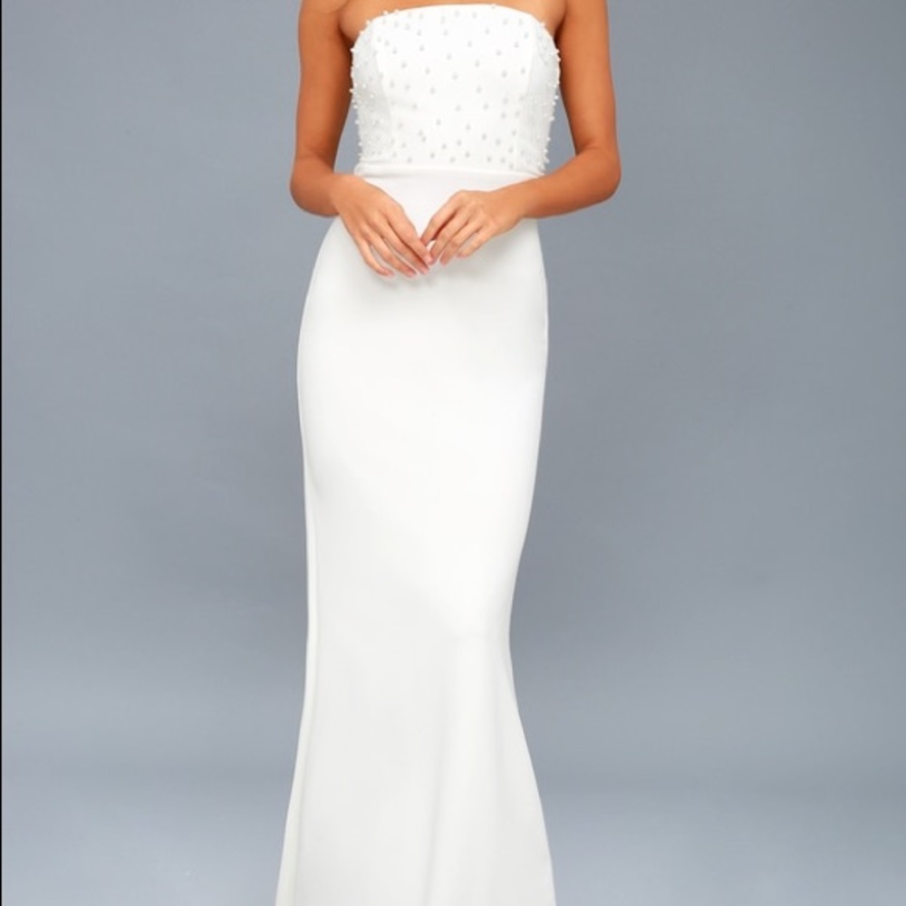 White long strapless dress